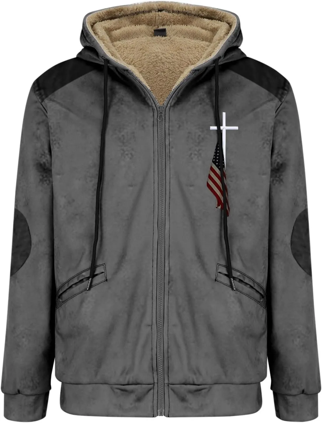Men's Warm Thick Hoodies Fleece Sherpa Lined Hooded Jacket Heavyweight Zip up Coats Winter Workout Soft Sweatshirt