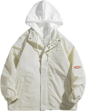 Mens Windbreaker Jackets Lightweight with Hooded Jackets Casual Stylish Cycling Travel Outdoor Fishing with Pockets