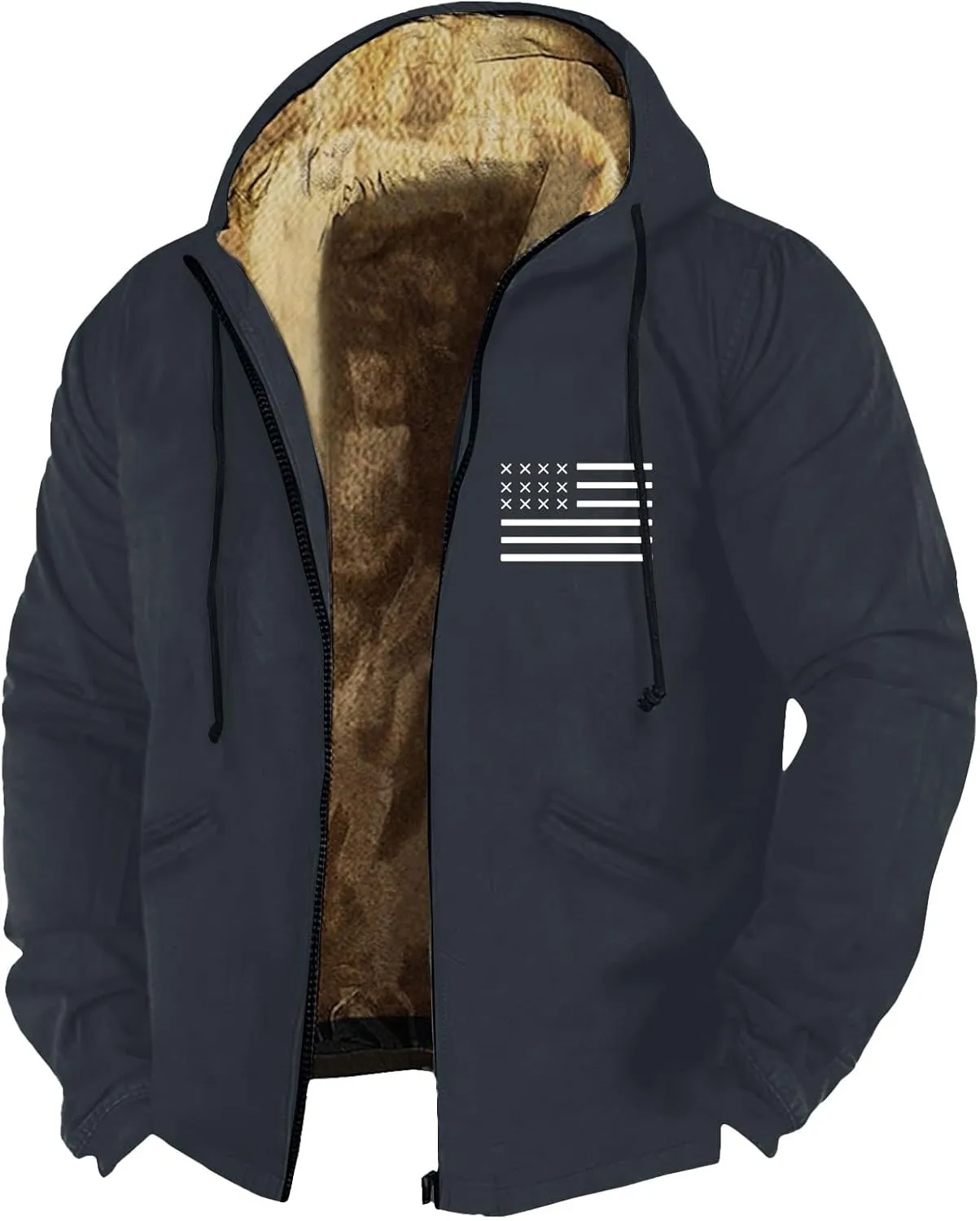 Men's Winter Jacket Heavyweight Fleece Sweatshirt Thick Lined Coats Warm Hoodies 2024 Winter Full Zipper Hooded Coat