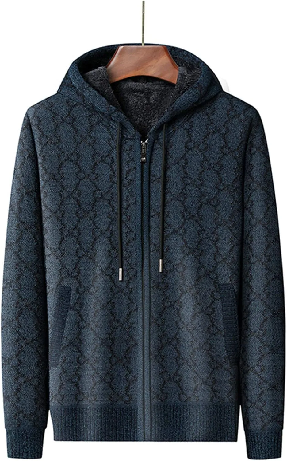 MIDOO Lightweight Golf Rain Jacket Men Knit Cardigan Sweater Slim Long Sleeve Hooded Sweatshirt Outdoor Winter Warm Jackets