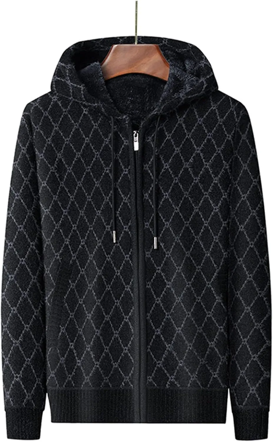 MIDOO Lightweight Golf Rain Jacket Men Knit Cardigan Sweater Slim Long Sleeve Hooded Sweatshirt Outdoor Winter Warm Jackets