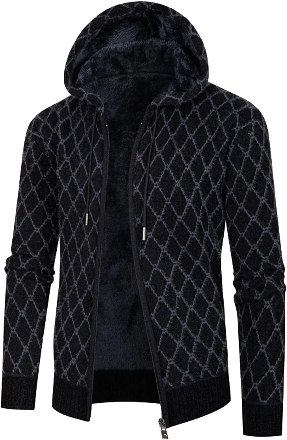 MIDOO Lightweight Golf Rain Jacket Men Knit Cardigan Sweater Slim Long Sleeve Hooded Sweatshirt Outdoor Winter Warm Jackets