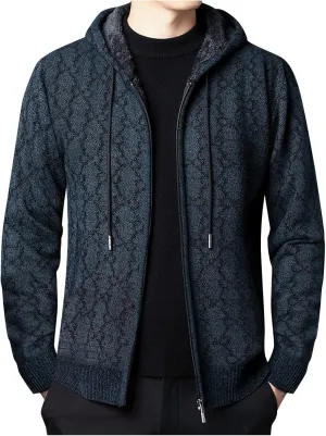 MIDOO Lightweight Golf Rain Jacket Men Knit Cardigan Sweater Slim Long Sleeve Hooded Sweatshirt Outdoor Winter Warm Jackets
