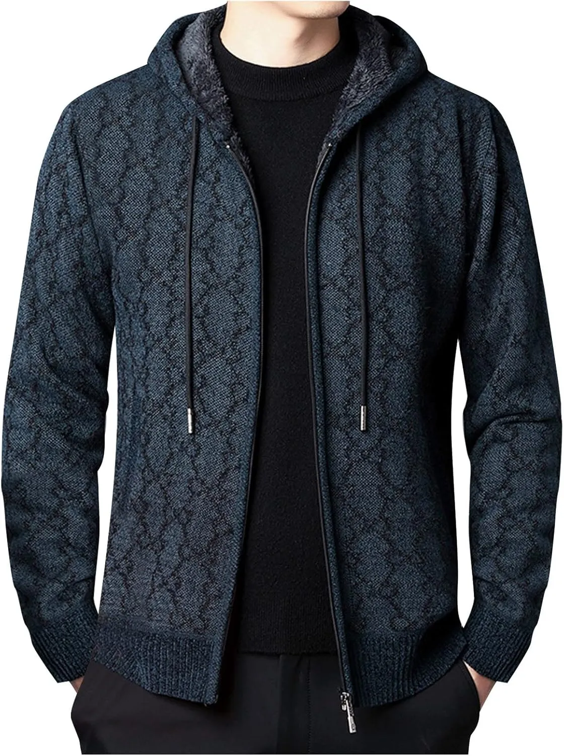 MIDOO Lightweight Golf Rain Jacket Men Knit Cardigan Sweater Slim Long Sleeve Hooded Sweatshirt Outdoor Winter Warm Jackets