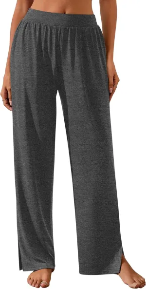 Neer Womens Lounge Yoga Pants Wide Leg Side Slit Sweatpants with Pockets Casual Loose Cozy Pant Comfy flowy Joggers