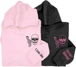 Personalized Embroidered Matching Couple Hoodies - Custom Embroidered, Gifts for Couple