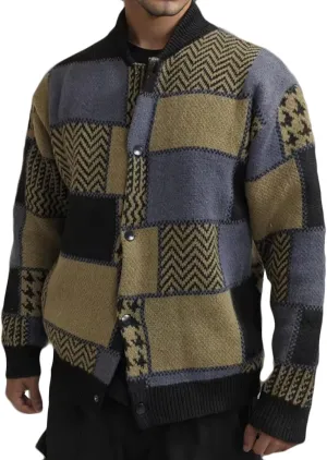Plaid Cardigan for Men Button Down Knit Sweater Vintage Open Front Sweater Plus Size Knit Cardigan Casual Jackets