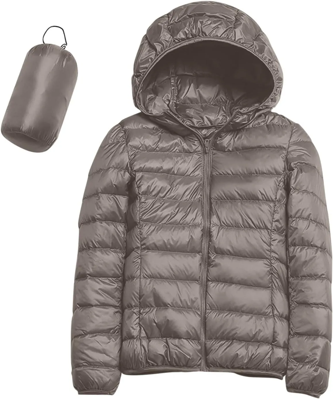 Puffer Jacket Womens with Hood Winter Warm Packable Bubble Jacket Lightweight Slim Fit Short Duck Down Coat