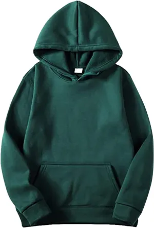 Pullover Hoodies for Men Solid Classic Long Sleeve Drawstring Hooded Sweatshirt Trendy 2024 Fall Winter Hoodies