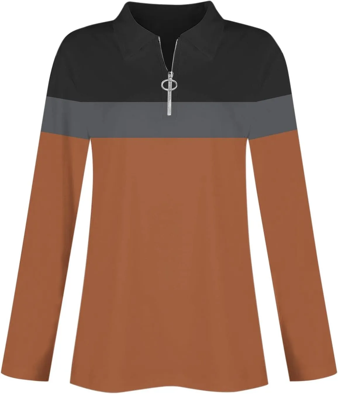 Quarter Zip Pullover Women Long Sleeve Collared Shirts Cozy Soft Tops Pullover Trendy Printed T-Shirts Casual Blouses
