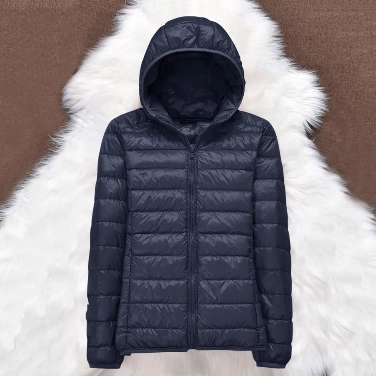 Quilted Jacket Womens Puffer Jacket 2024 Winter Warm Packable Down Jacket Lightweight Slim Fit Hooded Jacket Short Down Coat