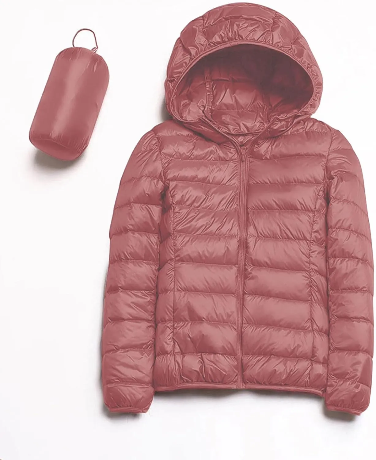 Quilted Jacket Womens Puffer Jacket 2024 Winter Warm Packable Down Jacket Lightweight Slim Fit Hooded Jacket Short Down Coat