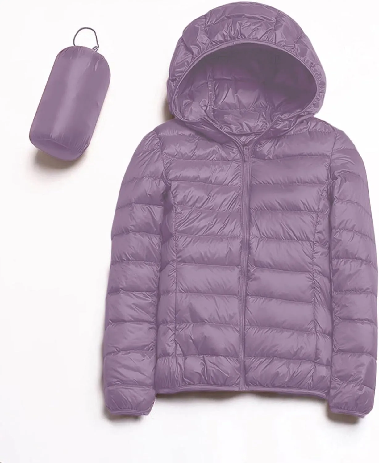 Quilted Jacket Womens Puffer Jacket 2024 Winter Warm Packable Down Jacket Lightweight Slim Fit Hooded Jacket Short Down Coat