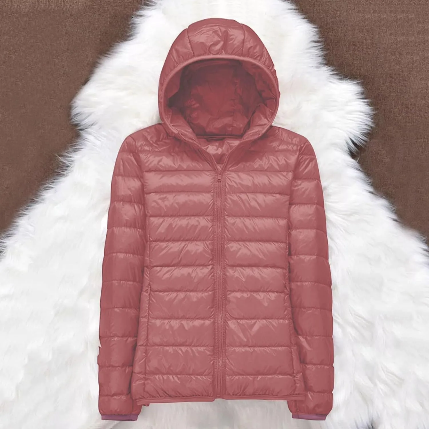 Quilted Jacket Womens Puffer Jacket 2024 Winter Warm Packable Down Jacket Lightweight Slim Fit Hooded Jacket Short Down Coat
