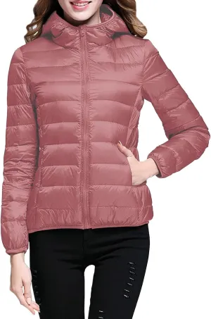 Quilted Jacket Womens Puffer Jacket 2024 Winter Warm Packable Down Jacket Lightweight Slim Fit Hooded Jacket Short Down Coat