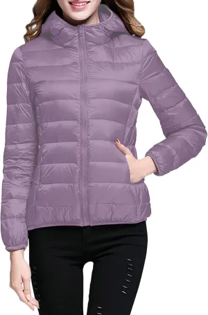 Quilted Jacket Womens Puffer Jacket 2024 Winter Warm Packable Down Jacket Lightweight Slim Fit Hooded Jacket Short Down Coat