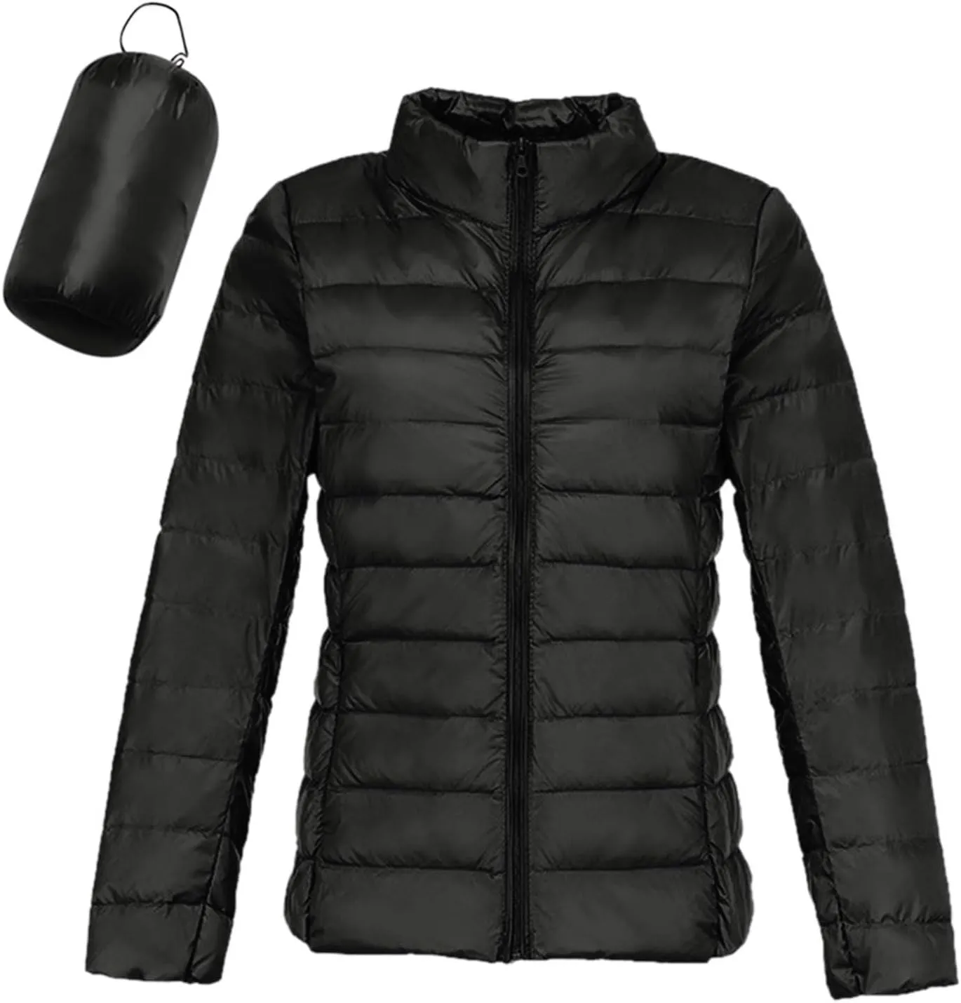 Quilted Jackets for Women Casual Lightweight Hooded Down Jacket Packable Solid Color Puffer Coats Jacket with Storage Bag