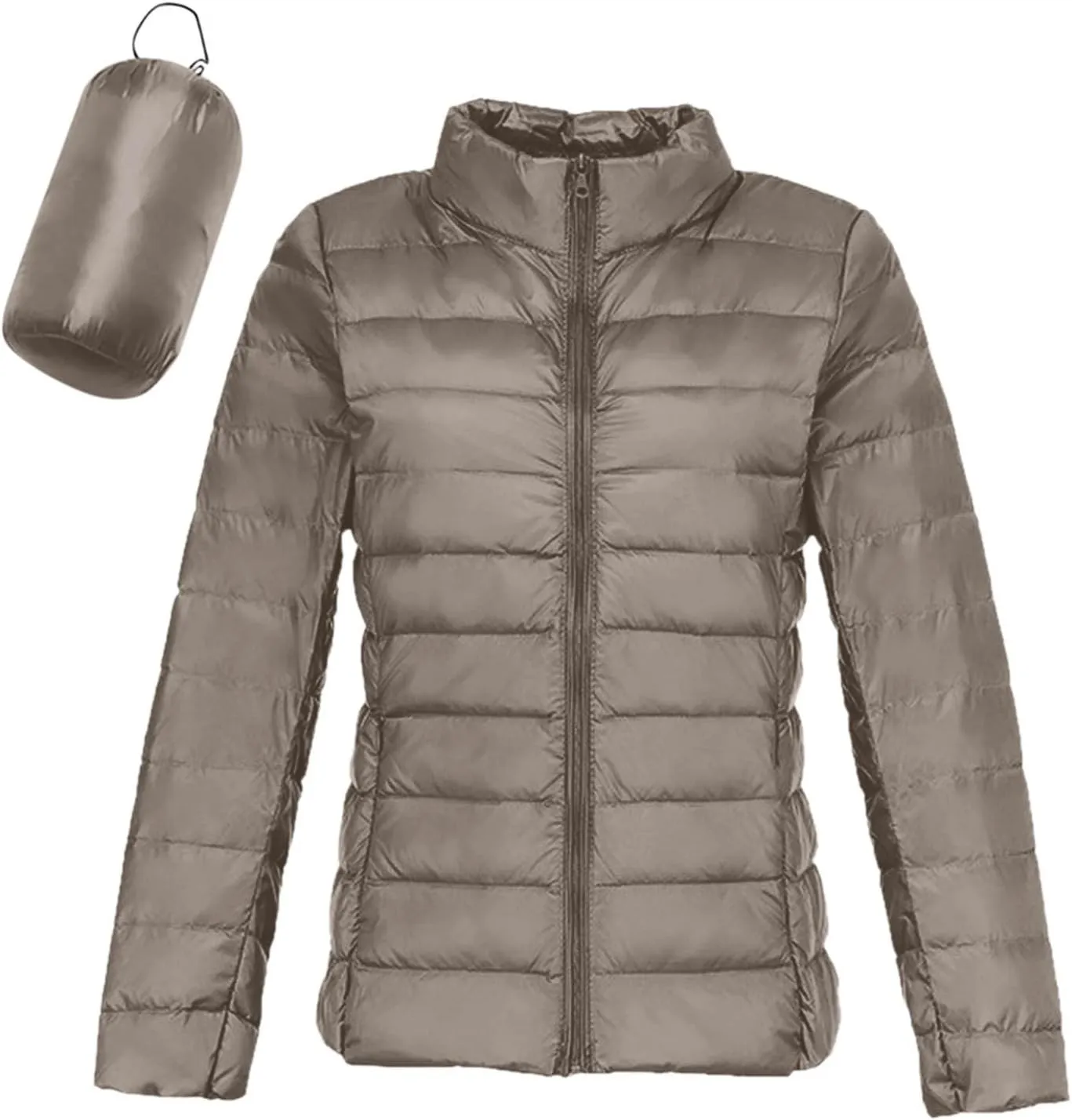 Quilted Jackets for Women Casual Lightweight Hooded Down Jacket Packable Solid Color Puffer Coats Jacket with Storage Bag