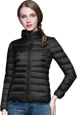 Quilted Jackets for Women Casual Lightweight Hooded Down Jacket Packable Solid Color Puffer Coats Jacket with Storage Bag