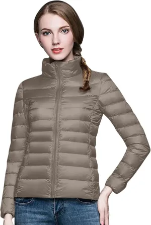 Quilted Jackets for Women Casual Lightweight Hooded Down Jacket Packable Solid Color Puffer Coats Jacket with Storage Bag