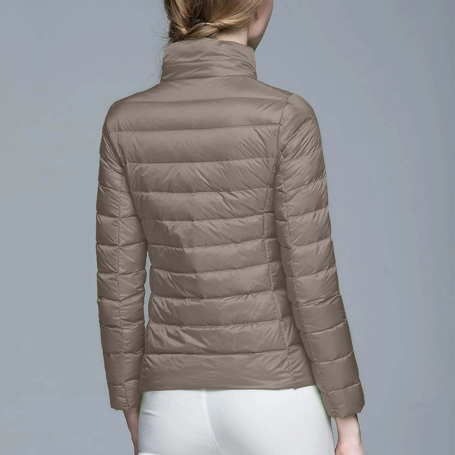 Quilted Jackets for Women Casual Lightweight Hooded Down Jacket Packable Solid Color Puffer Coats Jacket with Storage Bag