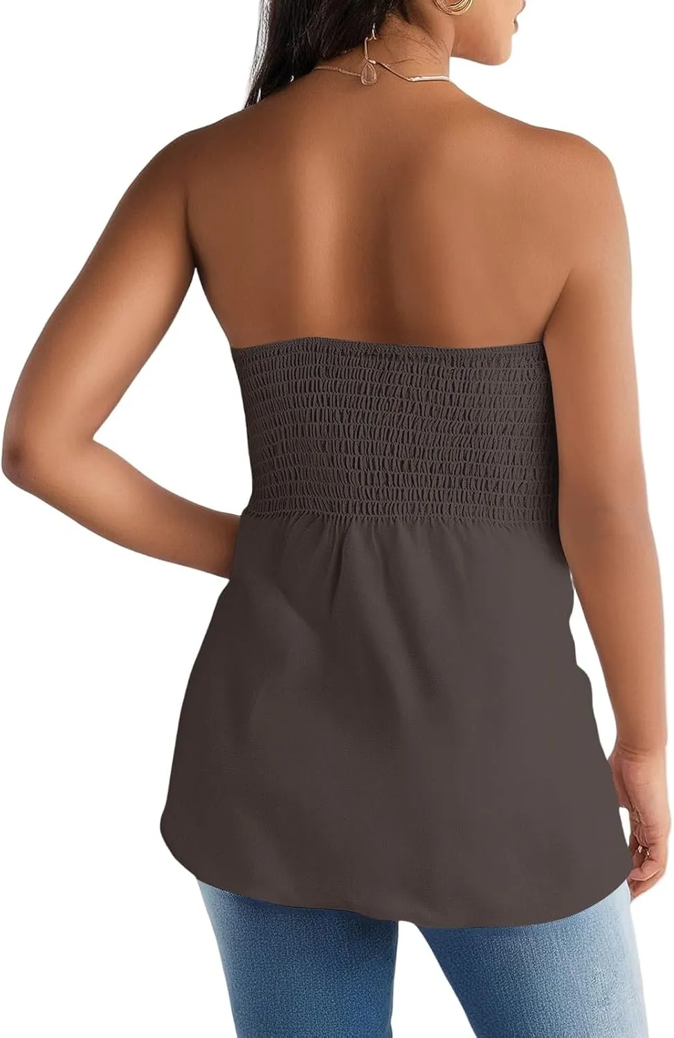 Sexy Tank Tops for Women Summer Strapless Tube Top Flare Hem Bandeau Backless Funny Shirts Holiday Sleeveless Blouse