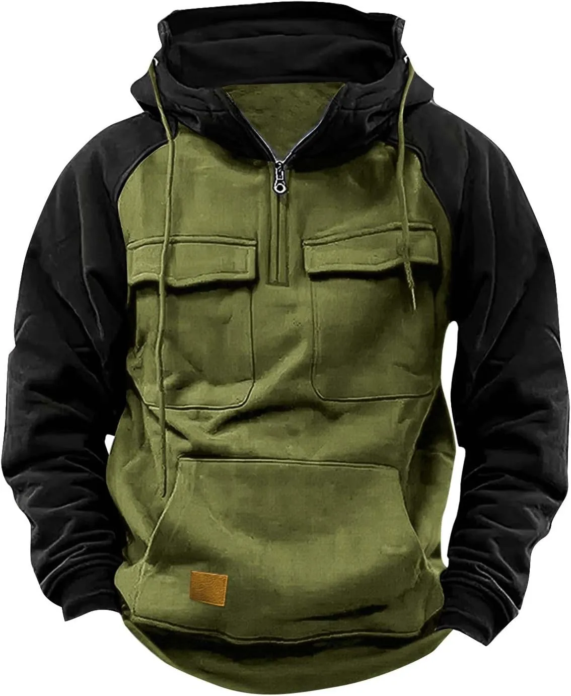 SHAOBGE Tactical Hoodies for Men 2024 Quater-Zip Pullover Vintage Sweatshirt Casual Long Sleeve Cargo Hoodies with Pocket