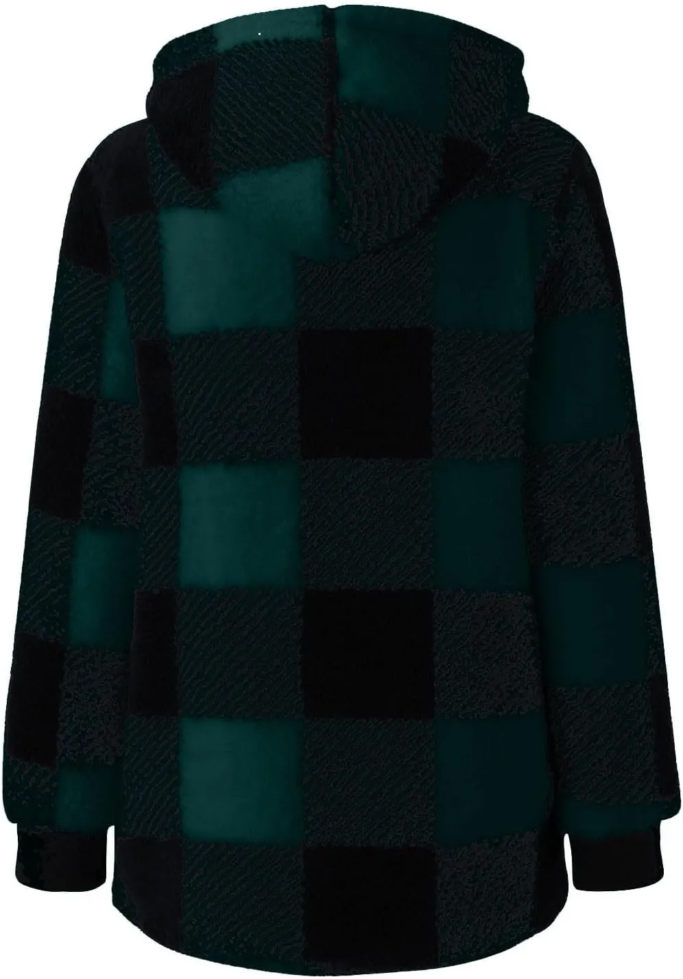 Sherpa Plaid Jackets for Women Fuzzy Fleece Oversized Open Front Hooded Cardigan Full Zip Plush Warm Winter Coats
