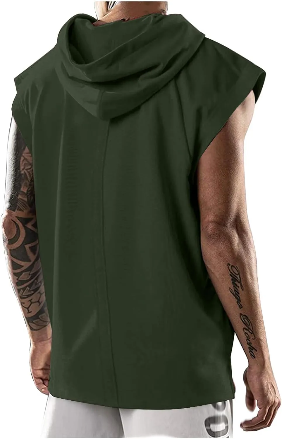 Sleeveless Hoodies for Men Workout Hooded Tank Top Bodybuilding Muscle Cut Off T Shirt Sports Training Gym Hoodies Tops