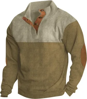 Stylish Mens Sweatshirt With Elbow Patches Cozy And Durable Winter For Casual Wear And Layering