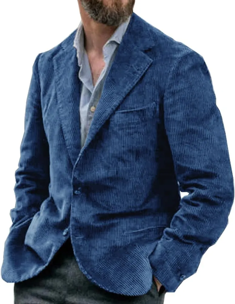 Suit for Men Corduroy Jacket Slim Fit Single Breasted Blazers Mens Sport Coats Tweed Jacket Formal Clothes