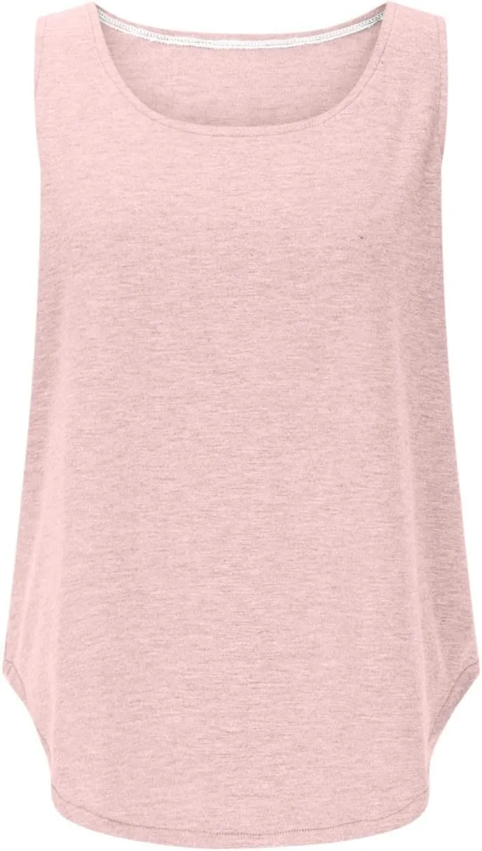Summer Tank Top for Women Sleeveless Ribbed Trim Scoop Neck Flowy Curved Hem Basic Tops Shirts Beach Vacation Clothes