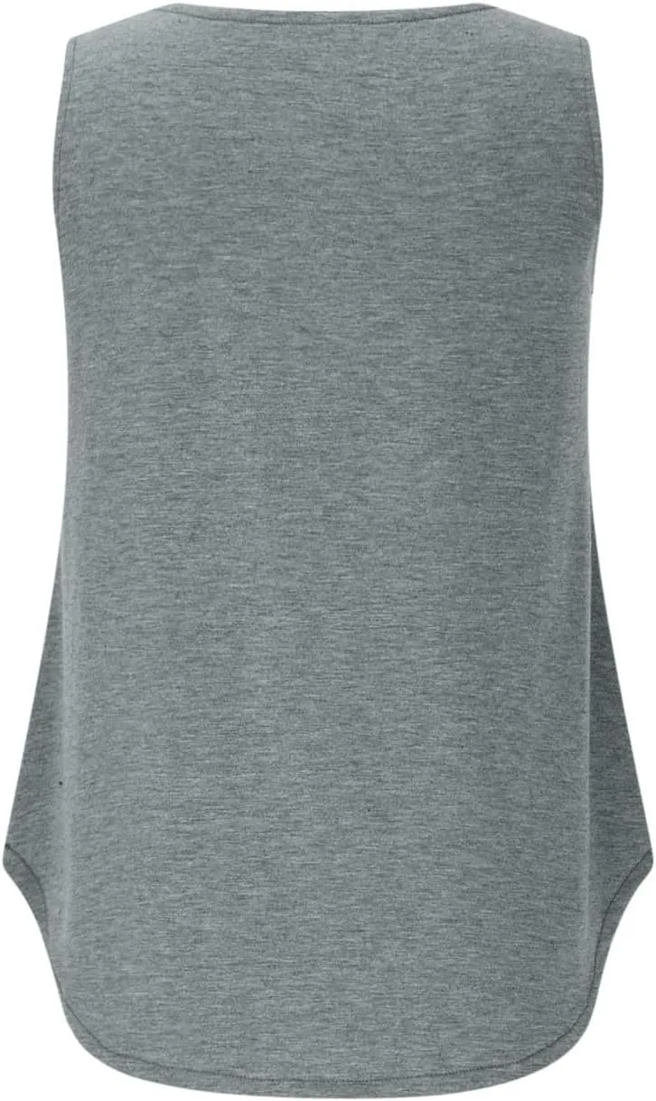 Summer Tank Top for Women Sleeveless Ribbed Trim Scoop Neck Flowy Curved Hem Basic Tops Shirts Beach Vacation Clothes