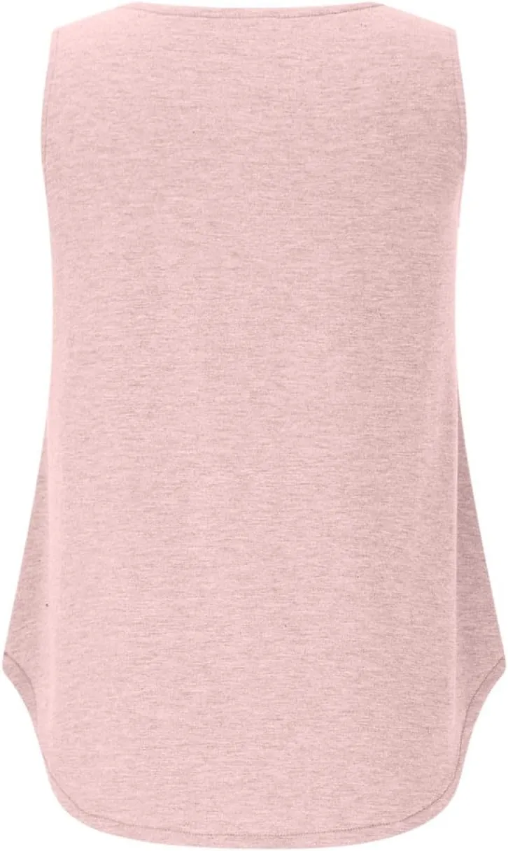 Summer Tank Top for Women Sleeveless Ribbed Trim Scoop Neck Flowy Curved Hem Basic Tops Shirts Beach Vacation Clothes