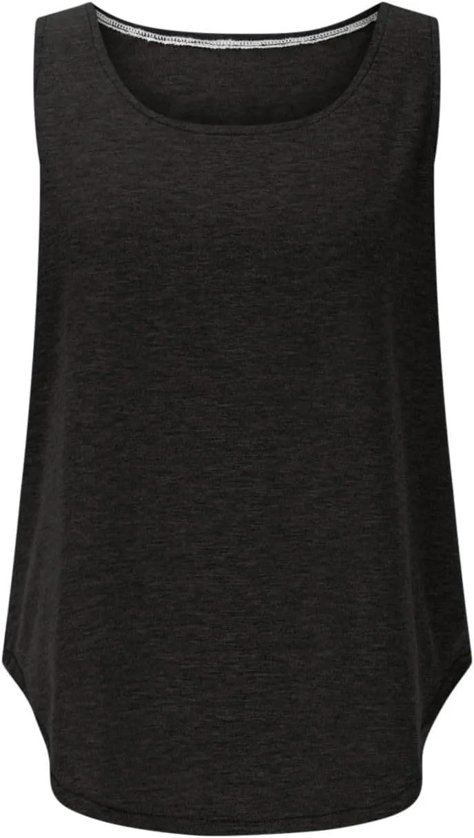 Summer Tank Top for Women Sleeveless Ribbed Trim Scoop Neck Flowy Curved Hem Basic Tops Shirts Beach Vacation Clothes