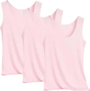 Summer Tank Tops for Women 3pcs Loose Fit Pleated Square Neck Sleeveless Tops Curved Hem Flowy
