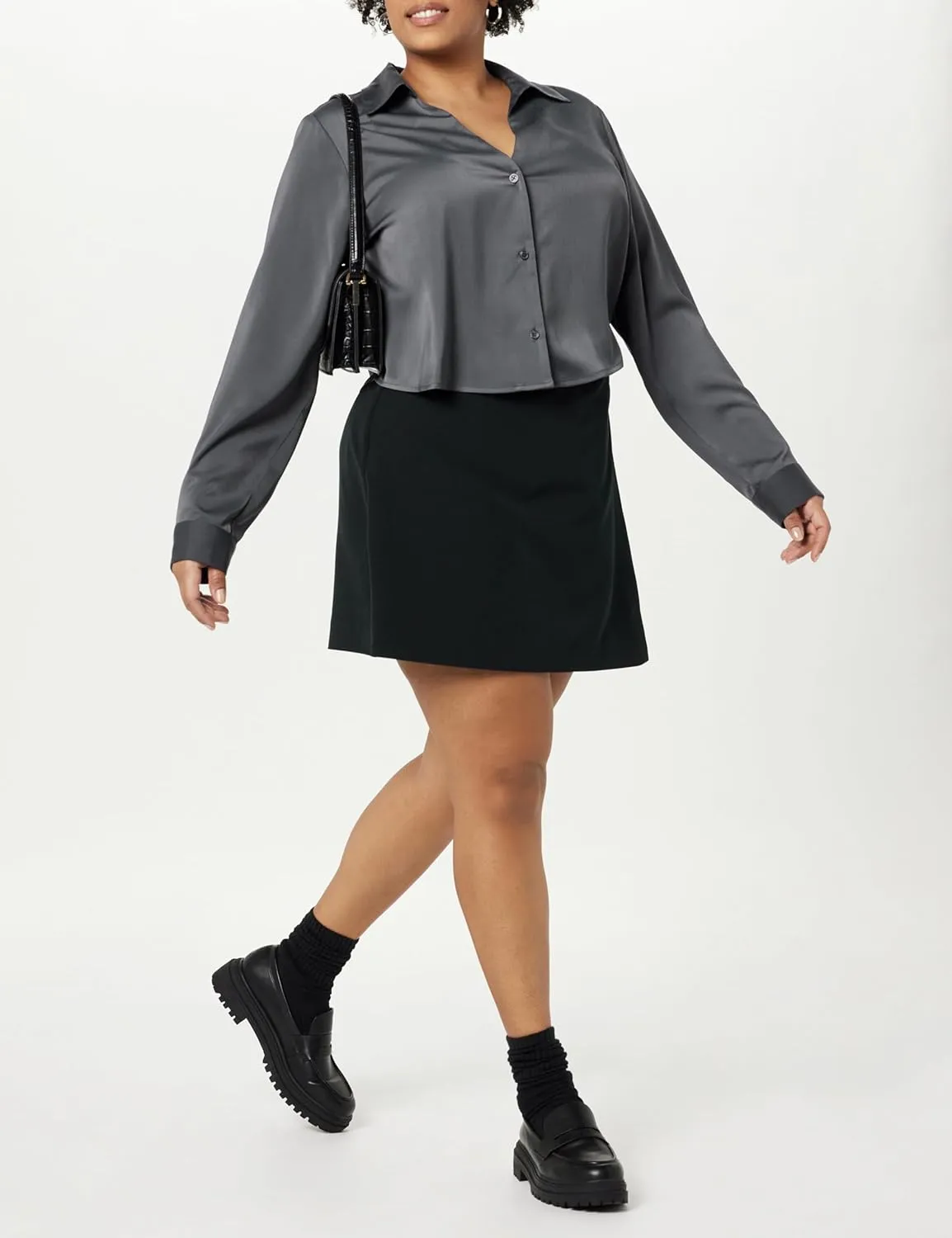 The Drop Women's Harlow Silky Cropped Blouse