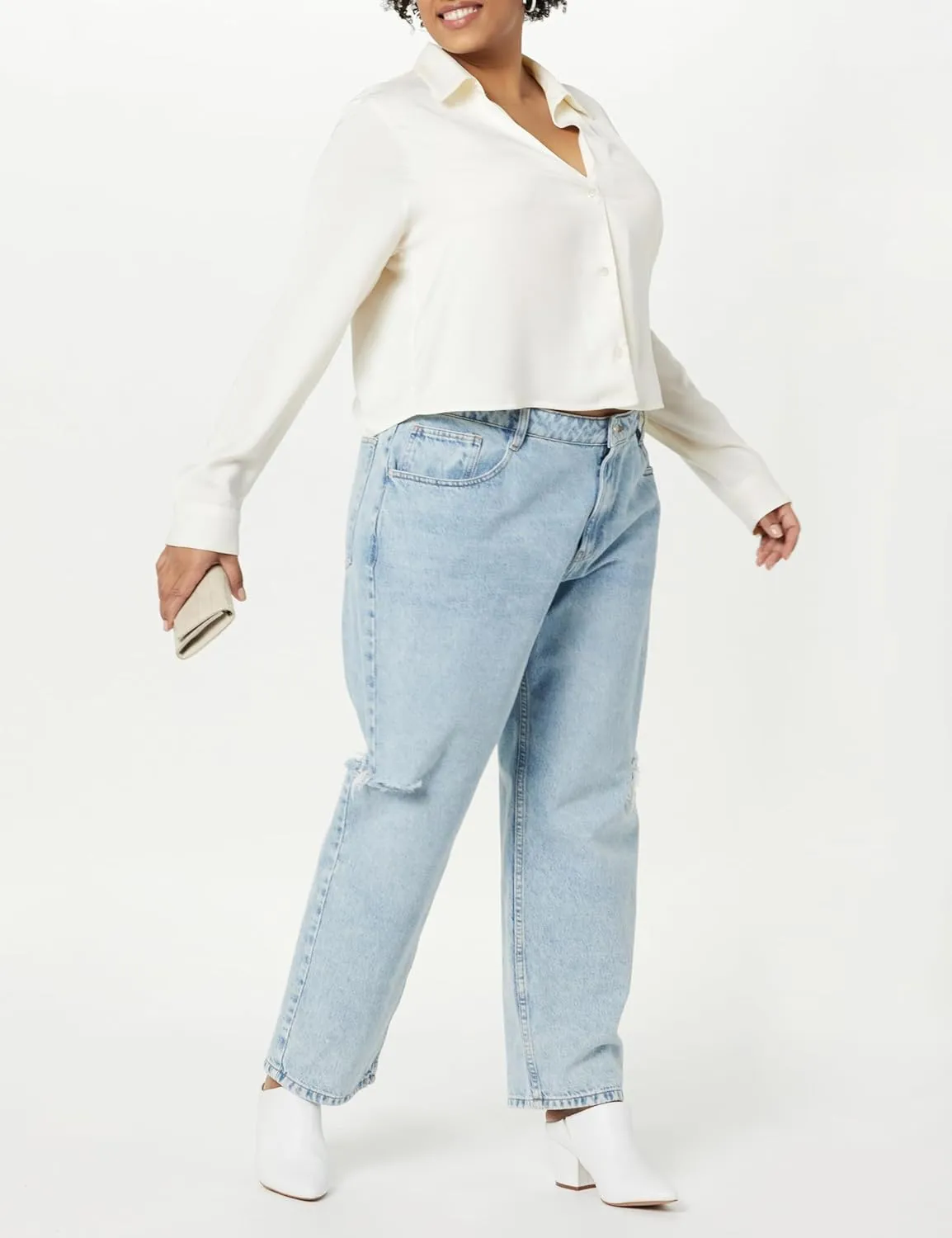 The Drop Women's Harlow Silky Cropped Blouse