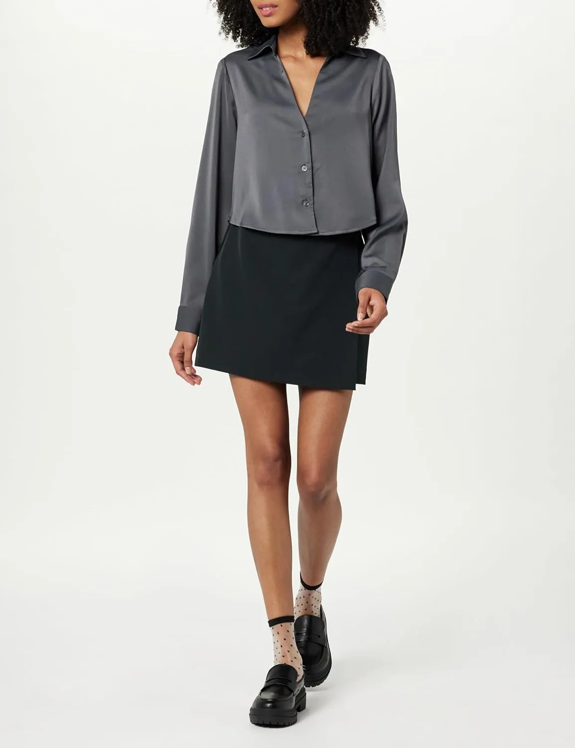 The Drop Women's Harlow Silky Cropped Blouse