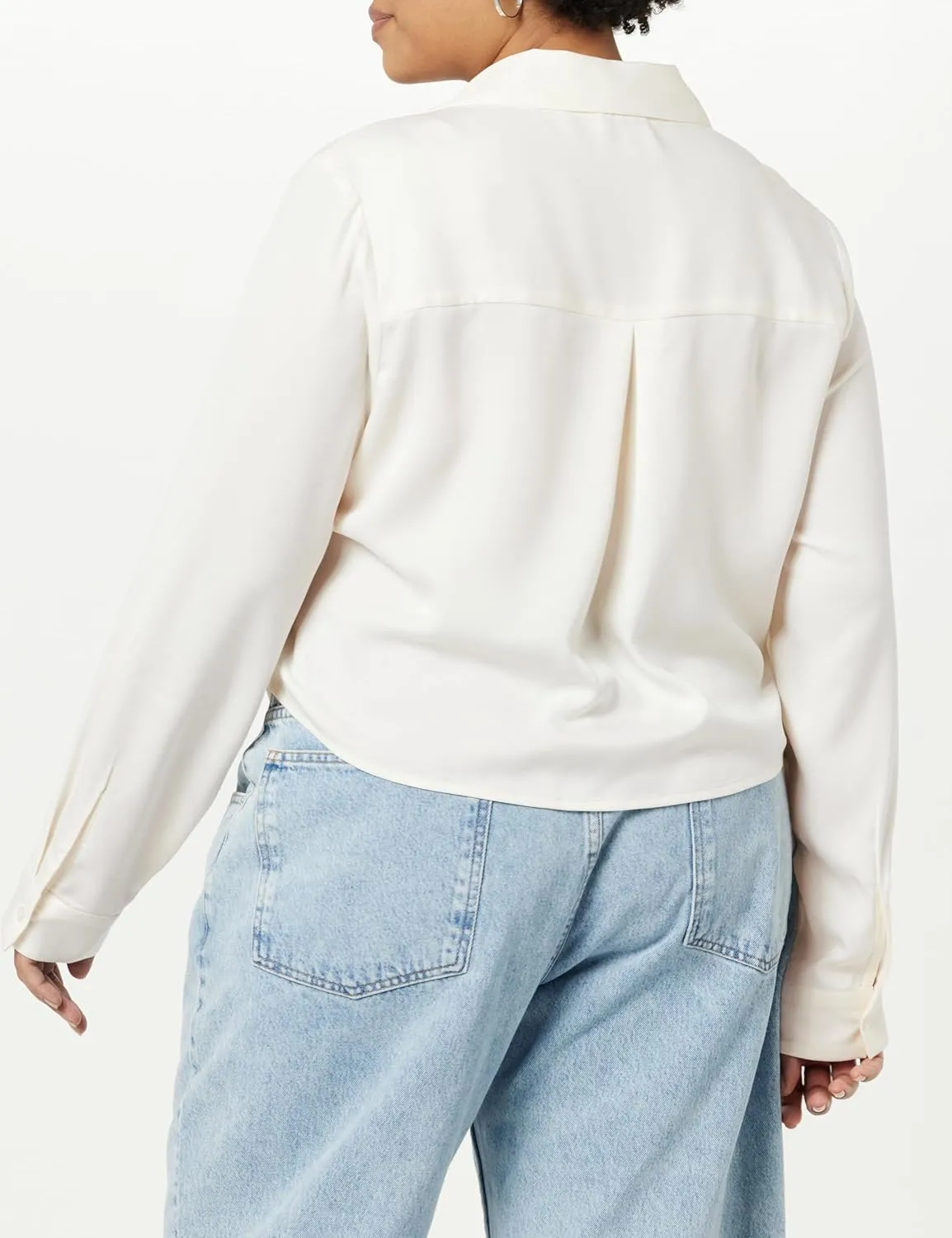 The Drop Women's Harlow Silky Cropped Blouse