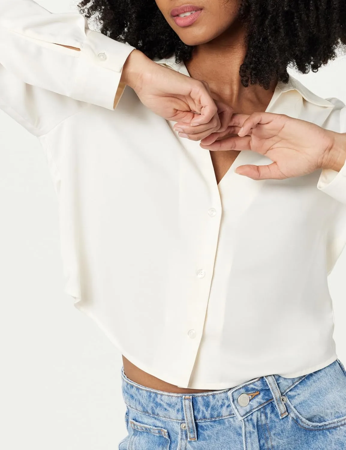 The Drop Women's Harlow Silky Cropped Blouse