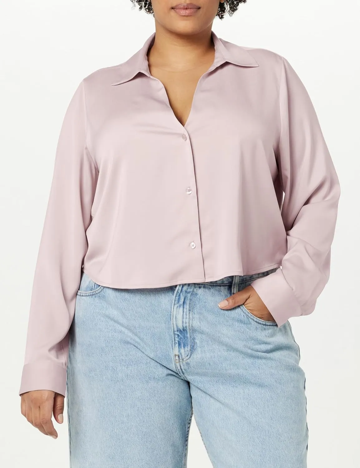 The Drop Women's Harlow Silky Cropped Blouse