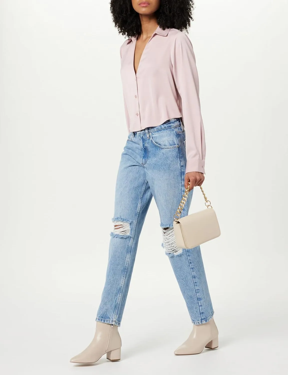 The Drop Women's Harlow Silky Cropped Blouse