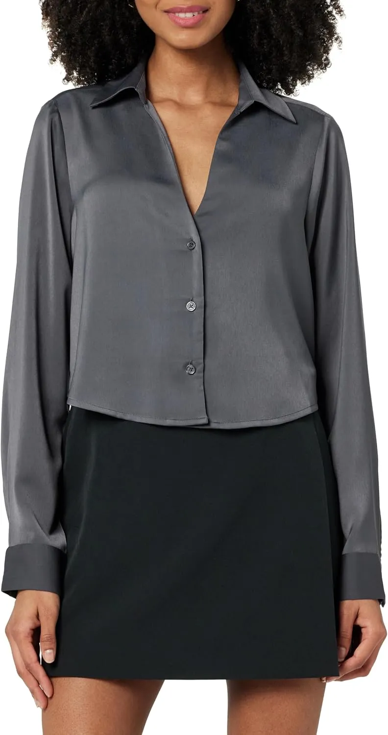 The Drop Women's Harlow Silky Cropped Blouse