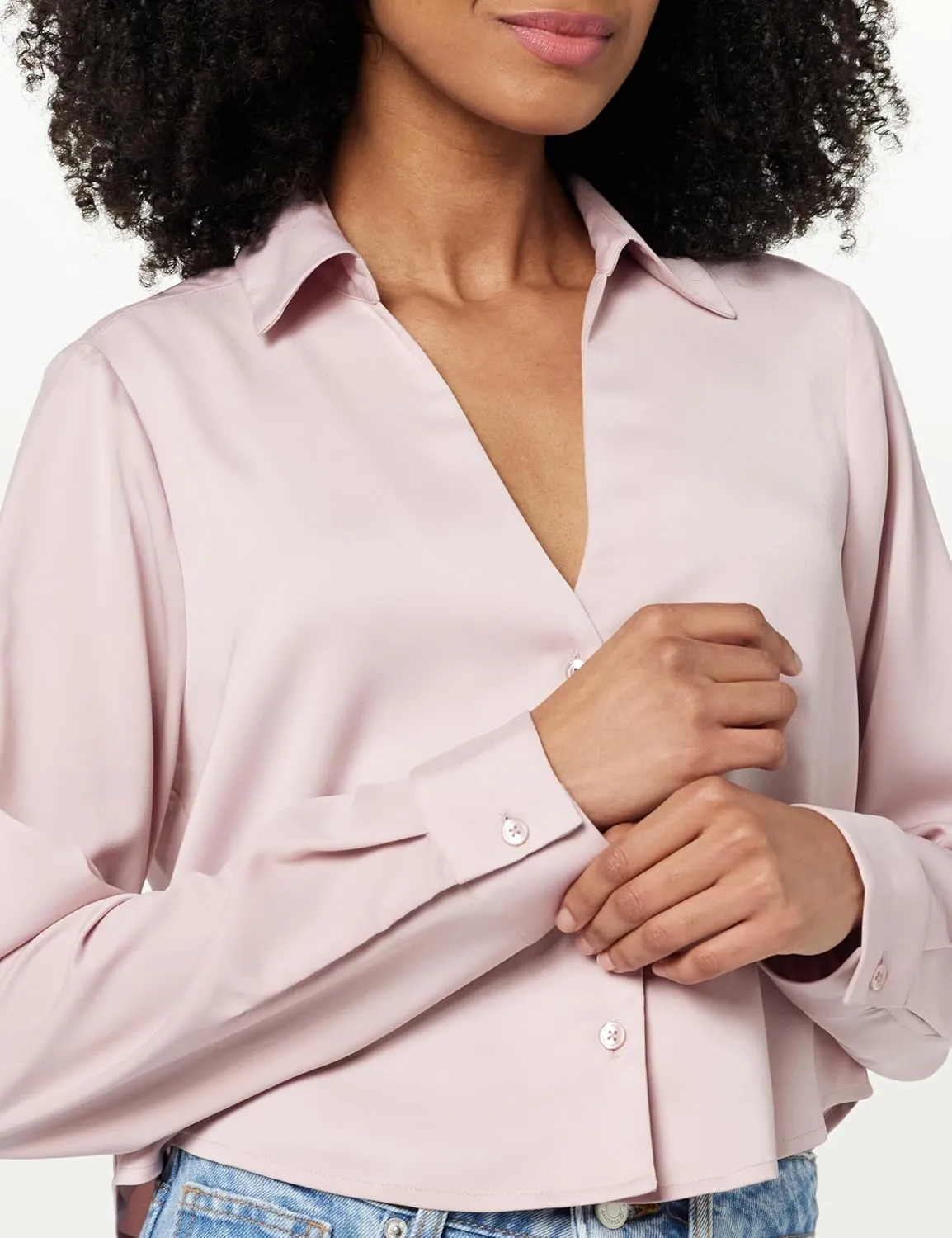 The Drop Women's Harlow Silky Cropped Blouse