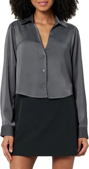 The Drop Women's Harlow Silky Cropped Blouse