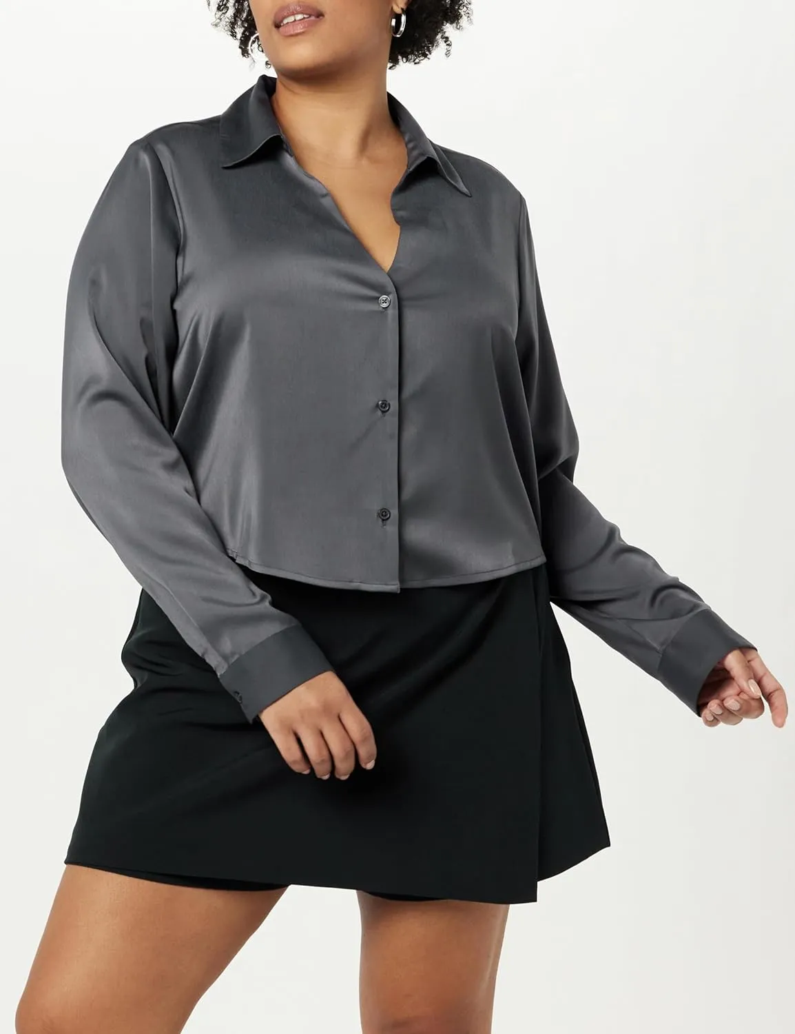 The Drop Women's Harlow Silky Cropped Blouse
