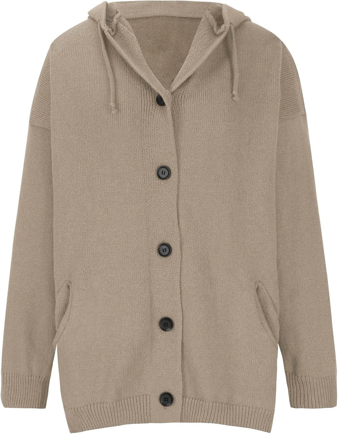 Thick Sweaters Cardigan for Women Plus Size Knitted Hooded Coat Long Sleeve Button Down Warm Jacket Hoodies with Pocket