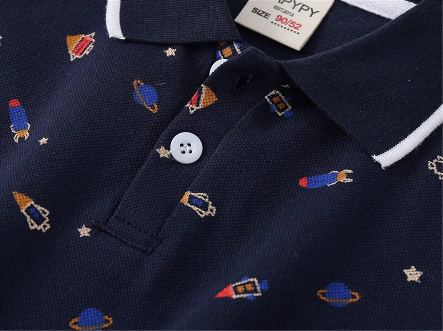 Toddler Short Sleeve Cotton Polo Shirt Cartoon Print Shirt for Baby Boys Loose Fit Collared Tops Summer Casual Clothes