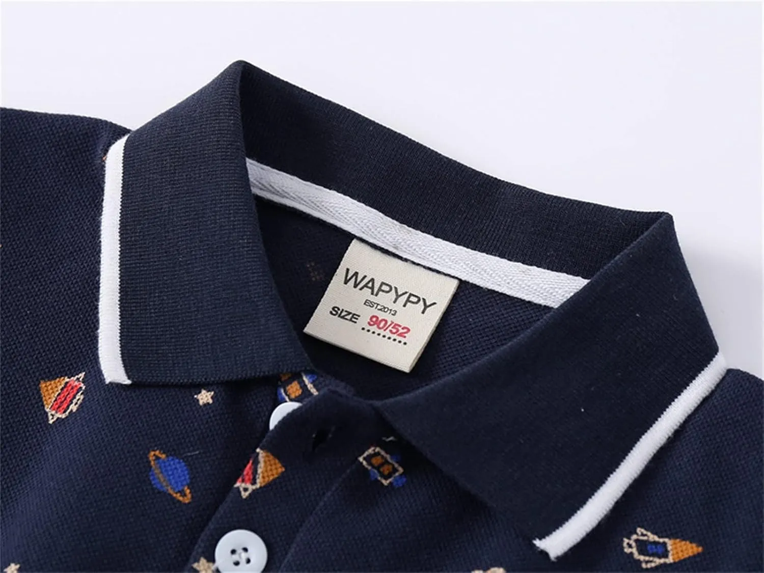 Toddler Short Sleeve Cotton Polo Shirt Cartoon Print Shirt for Baby Boys Loose Fit Collared Tops Summer Casual Clothes